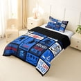 thumbnail image 3 of Castle Fairy Hockey Print Twin Comforter Sets 2pcs, Sport Minimalism Checkered Bedding Set, Blue Black,Black Reversible,1 Comforter and 1 Pillowcase, 3 of 6