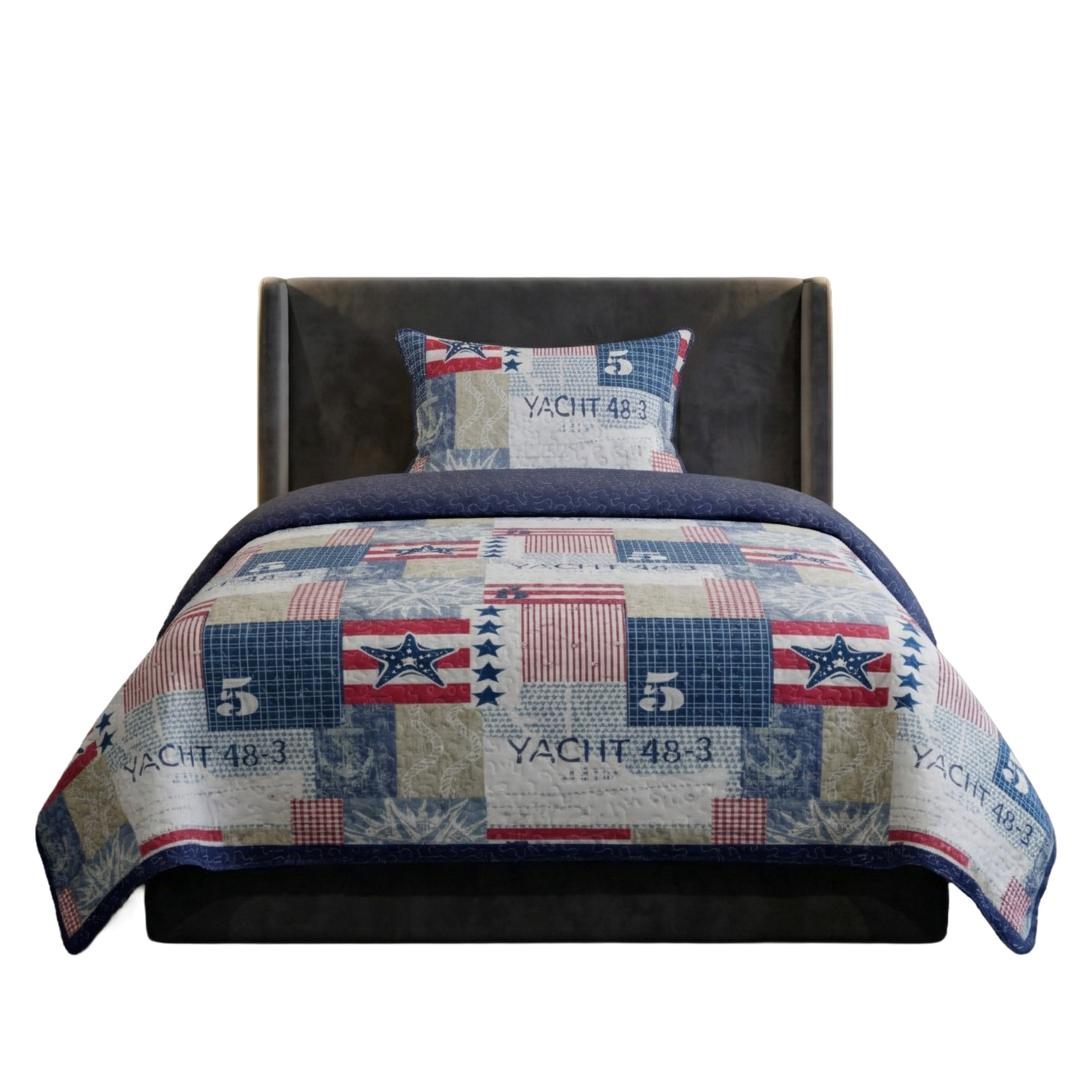 Lavish Home 2-Piece Quilt Set - Twin Patchwork Bedspread and Pillow Sham
