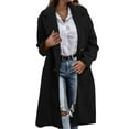 thumbnail image 2 of Vividxx Women's Double Long Trench Coat Windproof Classic Lapel Slim Overcoat Solid Color Fall Outfits 2025, 2 of 5