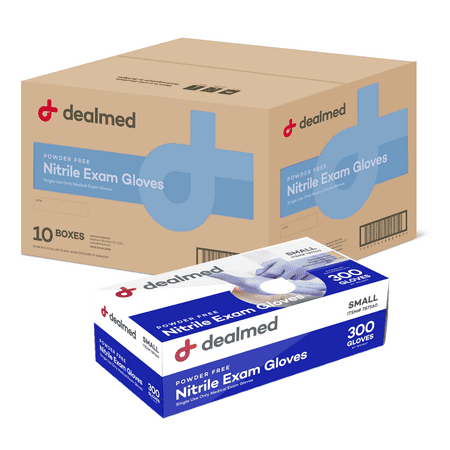Dealmed Nitrile Medical Grade Exam Gloves, 3.0 mm, Latex Free, Disposable Gloves for Hospitals, Law Enforcement, First Response, Blue (Small, 3000 ct.)