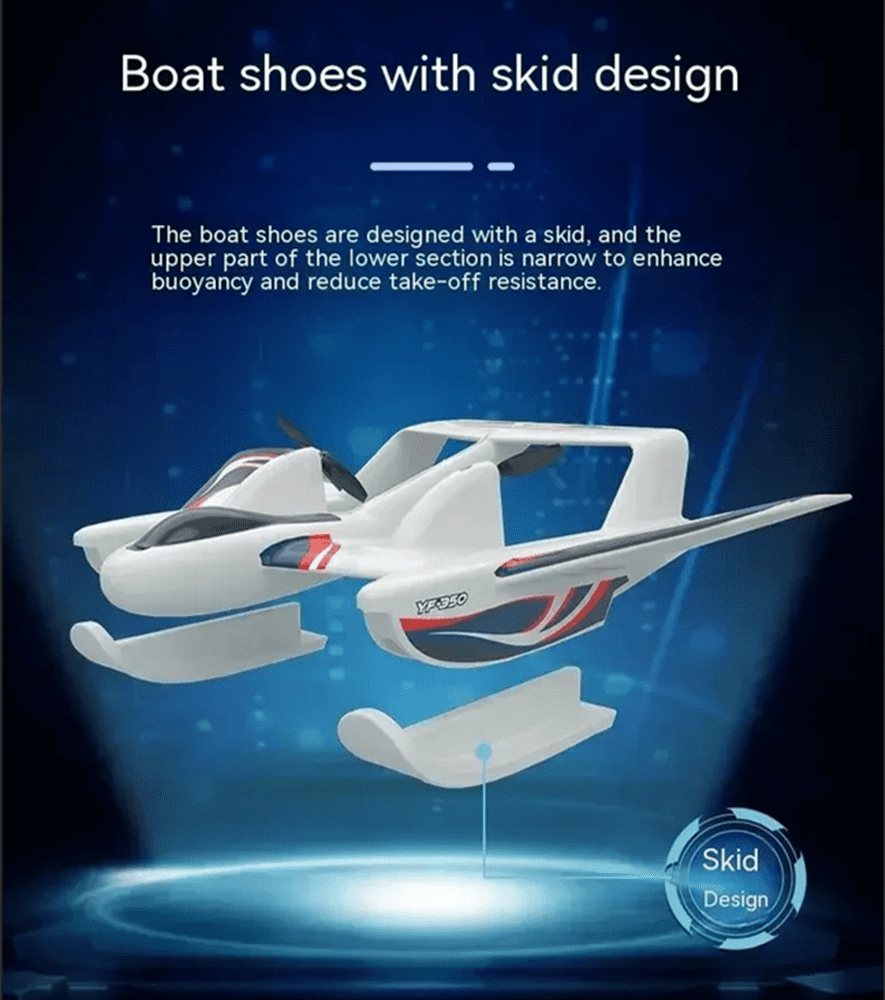 Roofworld YF-350 RC Glider Amphibious Waterproof EPP Foam Fixed-Wing Aircraft 2.4G Airplane w+ LED