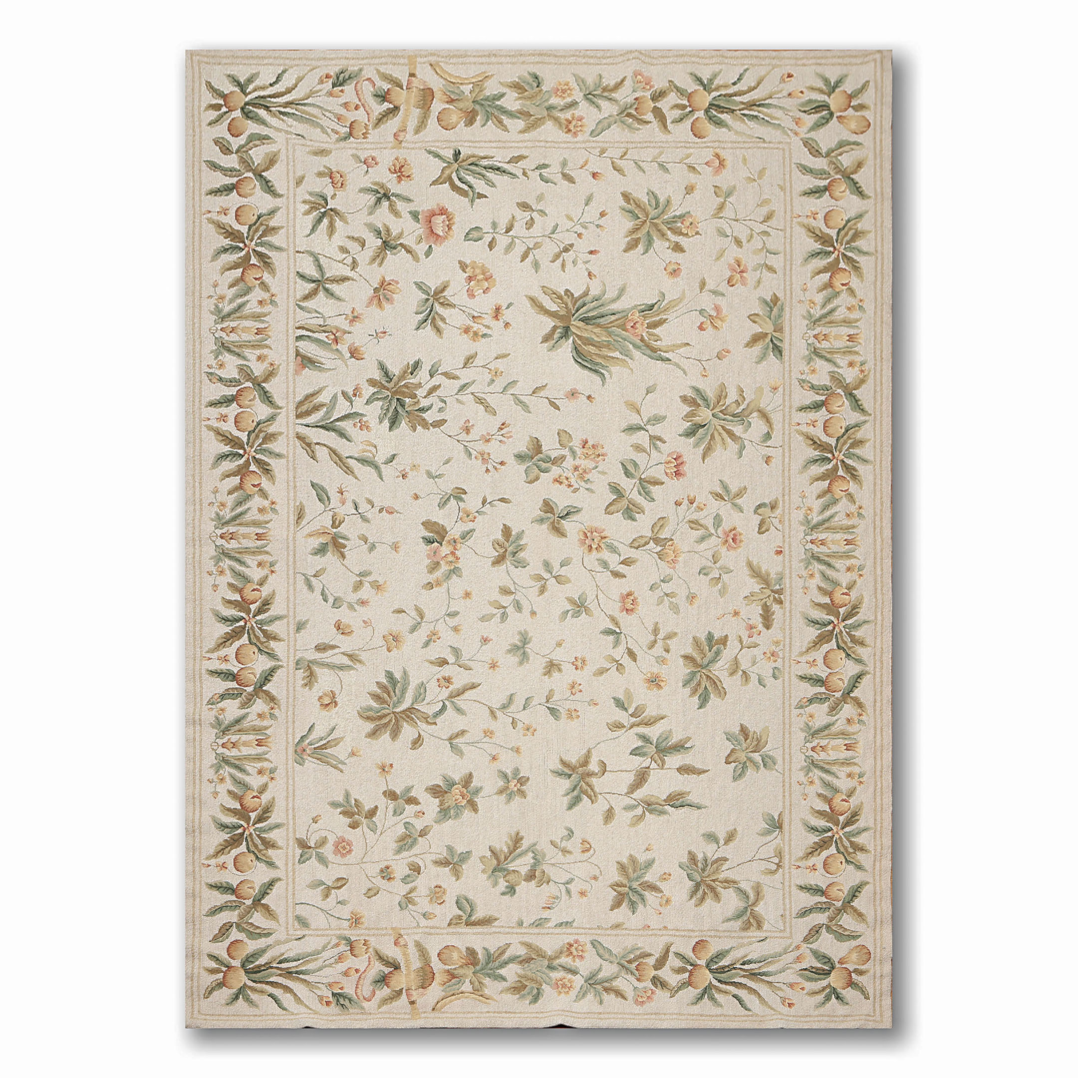 6'x9' Taupe Brown Green, Beige, Rust, Multi Color Hand Woven French