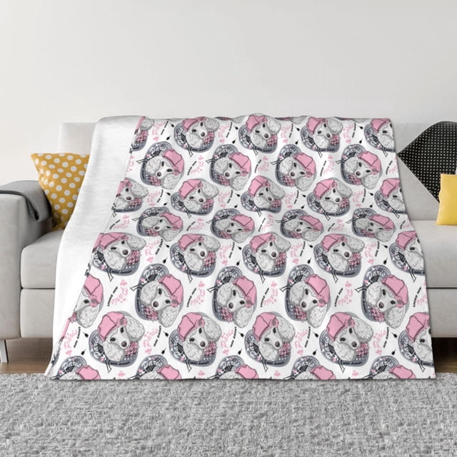 Balery Poodle Dog Manta de Franela con Dibujo, Lujo Ultra Suave y Cálido, Antipelusa y Resistente a las Arrugas para Cama, Sofá, Camping -40"x30"