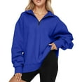 thumbnail image 2 of VV AVEORS Womens Oversized Sweatshirts Fall Fashion Hoodies Half Zip Casual Cozy Pullover Long Sleeve Shirts Clothes Blue L, 2 of 5