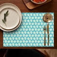 thumbnail image 4 of Turquoise Daisy Flower Floral Pattern Summer Placemats Table Placemats Set Of 6-Linen Kitchen Washable Placemats Table Mats 11.8"x17.7" Non-Slip Heat Resistant, 4 of 5