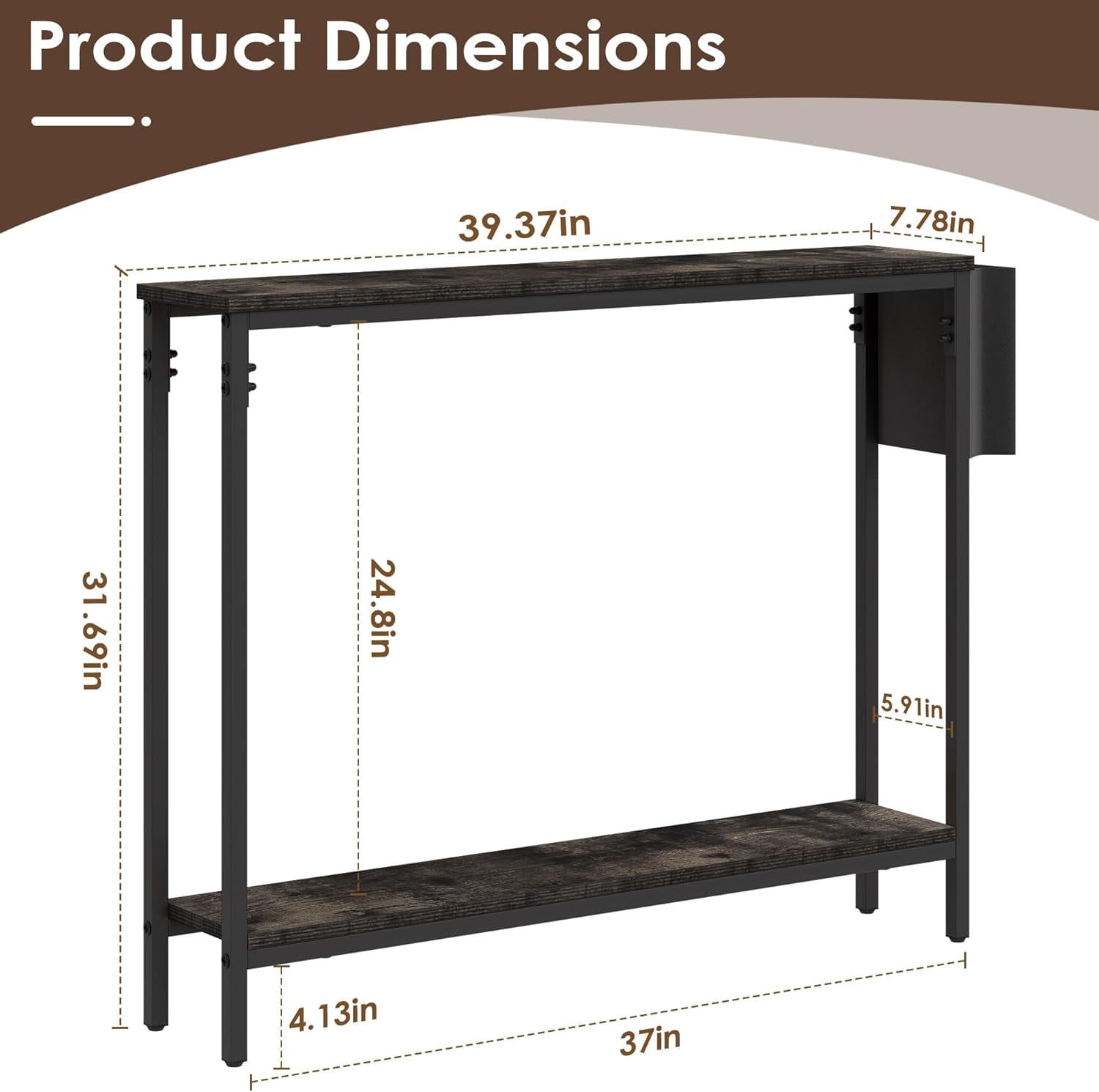 Frmobepts Console Table for Entryway, 2 Tier Entryway Table Bookshelf Accent Table With Storage Shelf Living Room Entry Hall Foyer Table Furniture, Black