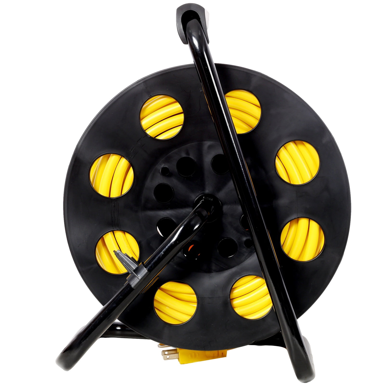 100FT Heavy Duty Retractable Extension Cord Reel, 12AWG 12A with 4 Outlets & Dust Covers, Portable Handle and Circuit Breaker