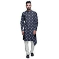 thumbnail image 1 of Atasi Designer Kurta Pajama For Men Printed Angrakha Kurta Set Summer Clothing, 1 of 3