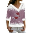 thumbnail image 2 of Offres de Liquidation! Aqestyerly Hauts de Noël à Manches Longues pour Femmes, Pull Imprimé à Col en V, 2 of 3