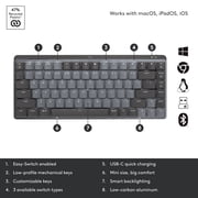Logitech MX Mechanical Mini Wireless Illuminated Keyboard, Tactile Quiet Switches, Backlit, Bluetooth, USB-C, macOS, Windows, Linux, iOS, Android, Graphite