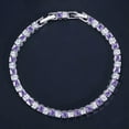 thumbnail image 2 of Classy Purple Amethyst Square Cut CZ Stone Princess Women Bridal Tennis Bracelet, 2 of 9