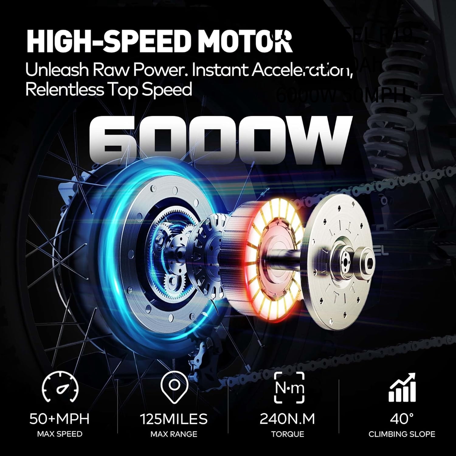 R19 COSWHEEL 6000W Peak 50MPH Electric Dirt Bike for Adults,72V 40Ah Battery,124 Miles Range Electric motorcycle, Dual Suspension, 19"all terrain tire UL2849