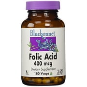Bluebonnet Folic Acid 400 Mcg, 180 Ct