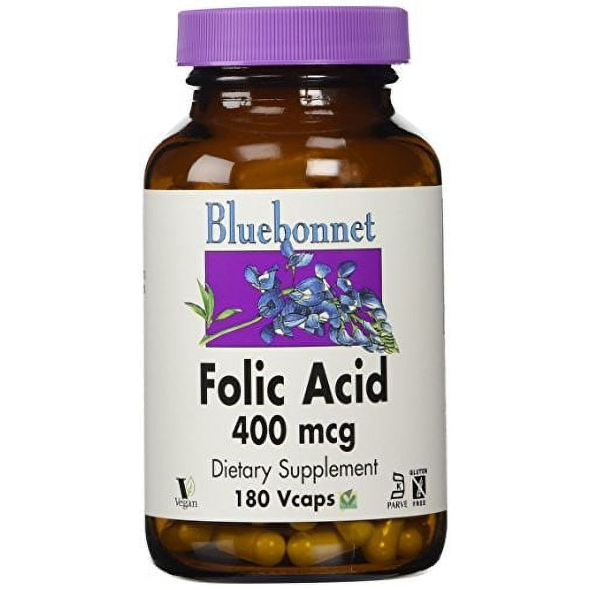 Bluebonnet Folic Acid 400 Mcg, 180 Ct