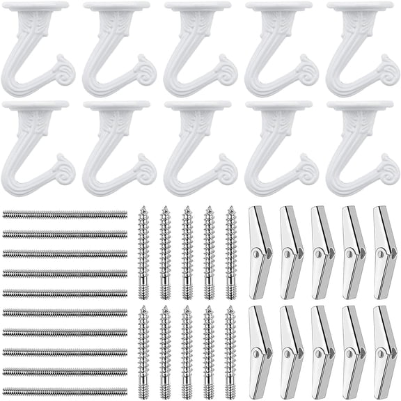 10 Sets Ceiling Hooks Heavy Duty Metal Swag Hook with Hardware and Toggle Wings for Hanging Plants Ceiling Installation Cavity Wall Fixing (White) DEWEL
