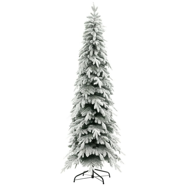HOMCOM Arbre de Noël en Flocage de 7 Pieds avec Ouverture Automatique, Base en Acier