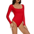 thumbnail image 6 of Viluyesy Womens Long Sleeve Shapewear, Scoop Neck Seamless Tight Fit Tummy Control Yogo Sculpting Butt Bodysuit Red 3XL, 6 of 6