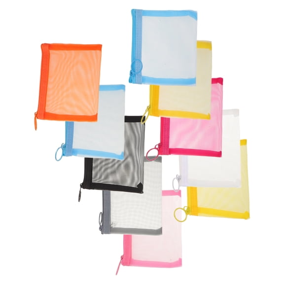 LOLIPPYY 10Pcs Mesh Storage Bags Small Zipper Pouches Assorted Colors Portable Organizer for Makeup