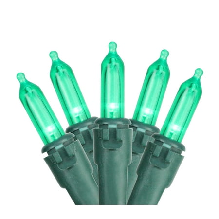 Lights 4' Spacing Green Wire - Set of 100 Green LED Mini Christmas Lights 4