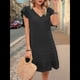 thumbnail image 5 of Vestidos de Verano para Mujer, Cuello en V, Mangas , Dobladillo con Volantes, Vestido Negro XL, 5 of 8