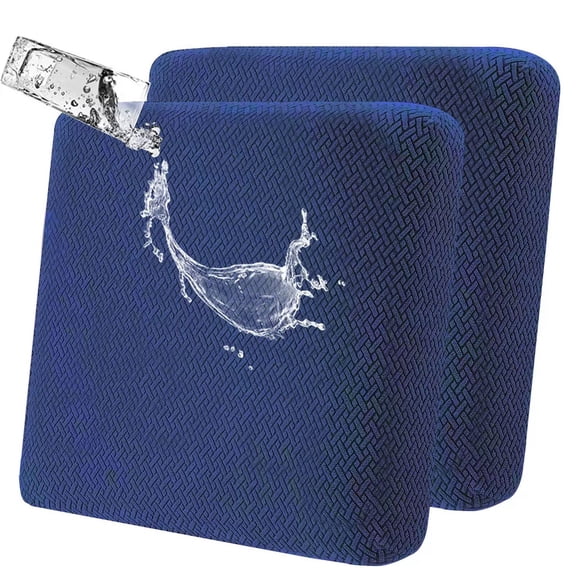 JIAN YA NA Outdoor Waterproof Couch Cushion Covers, Stretch Individual Patio Chair Cushion Outdoor Seat Cushion Pad Replacement Sofa Cushion Protector Sofa Slipcover (Navy blue, 2Pcs)