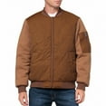 thumbnail image 2 of Wrtxtat Men's Bomber Jackets Solid Color Warm Heavyweight Outerwear Coats with Pockets Zip-Up Crewneck Quilted Puffer Jacket Brown M, 2 of 9