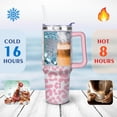 thumbnail image 4 of 40oz Fashion Leopard Pattern Stainless Steel Flip Straw Tumbler Spill Proof Travel Cup Double Wall Vacuum Insulated Coffee Mug with Top Handle, 4 of 6