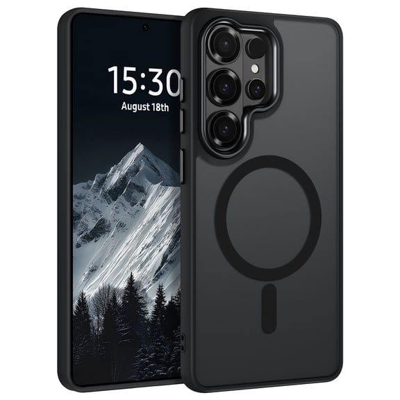 DOMAVER Samsung Galaxy S26 Ultra Case 6.9 Inch, MagSafe Compatible Matte Translucent Cover, Slim Shockproof Protective - Black