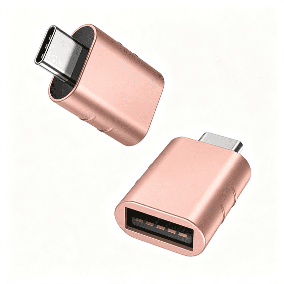 GJX Usb C to Usb Adapter Pack of 2, Usb 3.0 to Thunderbolt 5\/4 Adapter | Compatible with Macbook Pro Air 2026, Surface, Iphone, Galaxy Notebook, Xps and More Type C Devices, Rose Gold