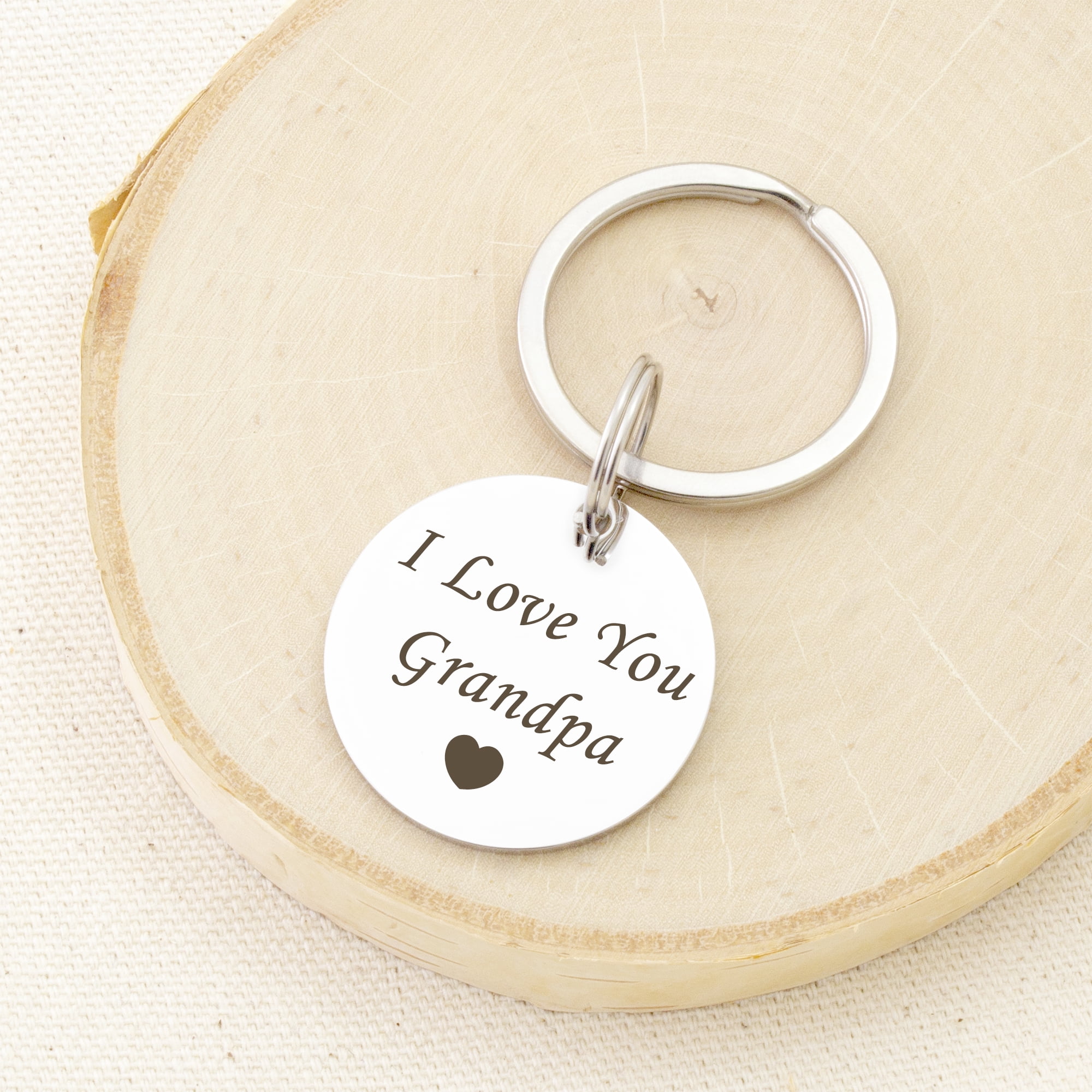 Fathers Day Gifts - Custom Keychain - Engraved Double Sides Round Keychain - I Love You Dad Keychain for Dad Fathers Day Gift Personalized