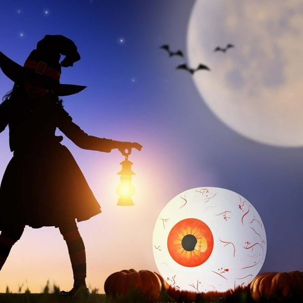 Fiudx Decoración de Globo Ocular de Halloween, Diseño Inflable Resistente Al Agua, Resistente Al Desgarro, Reutilizable, Decoración de Jardín para Interiores y Exteriores, Esencial para Fiestas, Tama