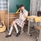 thumbnail image 4 of Guardurnaity 1 par de calcetines de punto de estilo japonés para niña, calcetines transpirables universales de temporada, calcetín bonito, calzado, falda, Medias Negro Tipo 2, 4 of 6