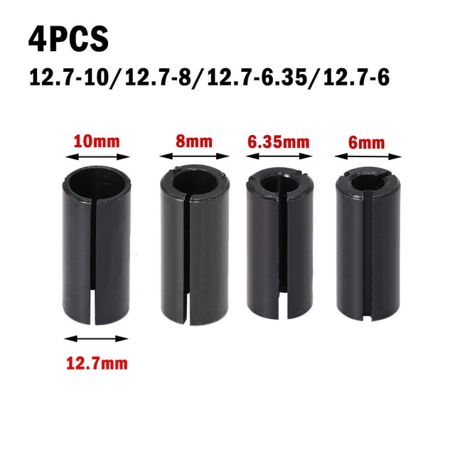Chendee 4Pcs Router Bit High Precision Adapter Collet Adapter 12.7-6 6.35 8 10Mm