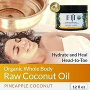 Raw Cold Pressed Coconut Oil for Hair, Skin, Face & Body | Relaxing Massage Oil | Pineapple Coconut,12 oz for Women Men & Baby