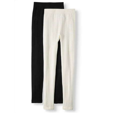 Time and Tru - Time and Tru Women's Fleece Lined Seamless Cable Leggings, 2-Pack - Walmart.com