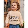 thumbnail image 3 of RUINIXCW Toddler Baby Boy Girl Halloween Sweater Outfit Warm Fall Winter Knit Sweaters Boys Girls Pumpkin Skull Goose Ghost Embroidery Long Sleeve Knitwear Jumper Pullover Tops, 3 of 8