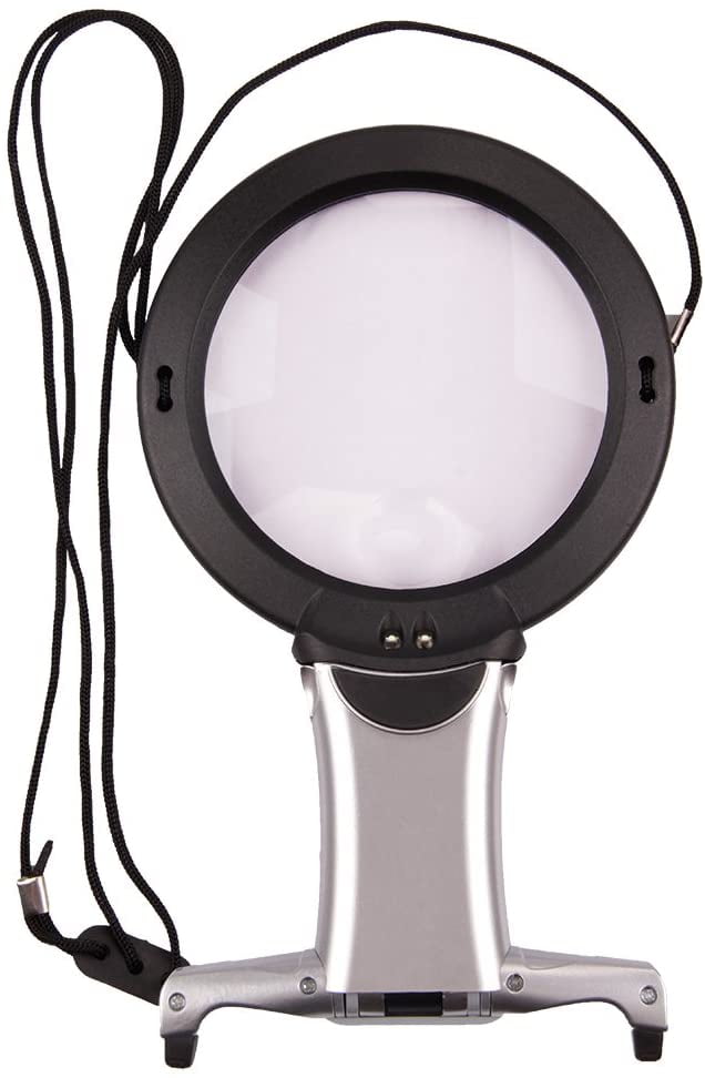 LED Lighted Reading Magnifier 2X 6X Combo Magnifier with 2 LED Hands