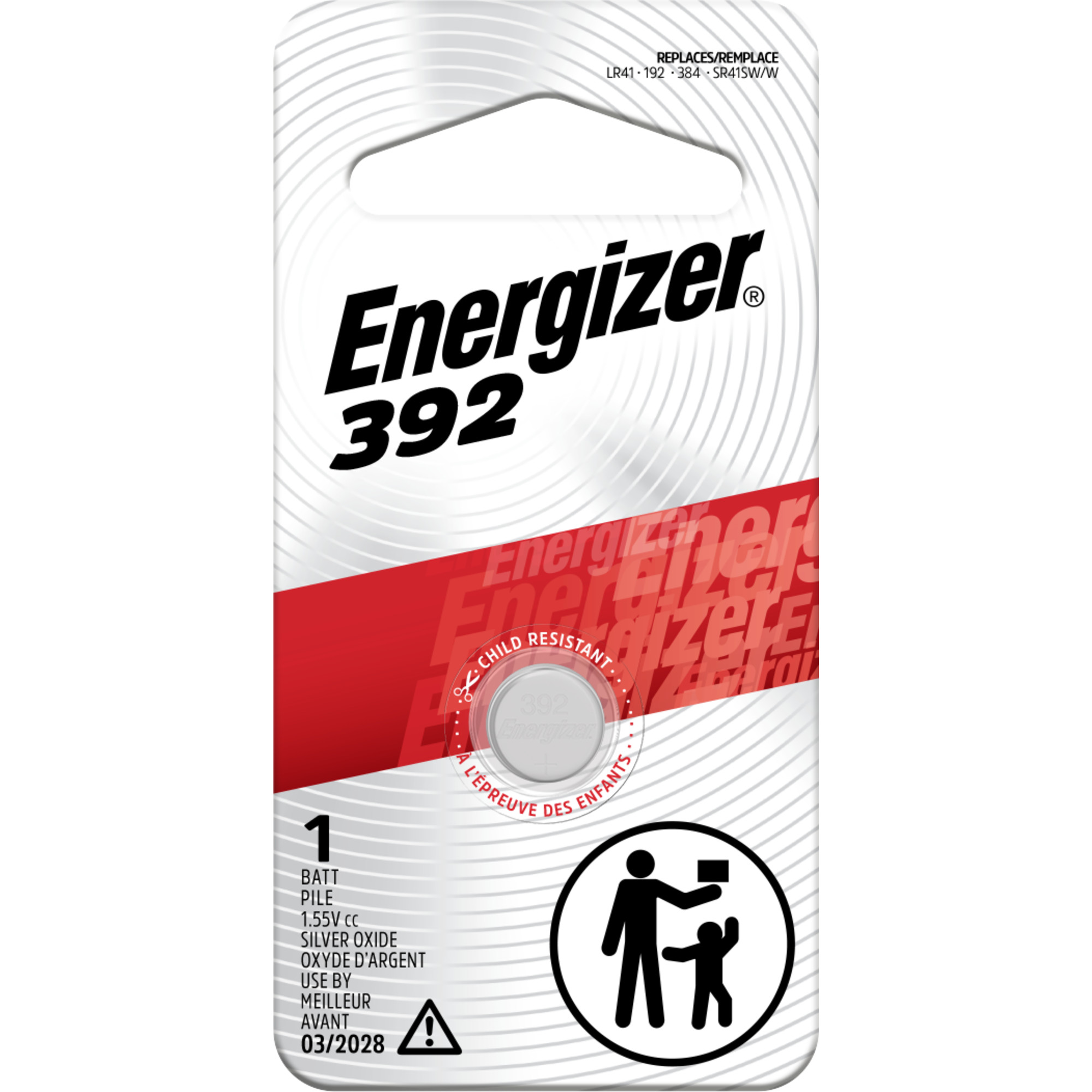Energizer 392 Silver Oxide Button Battery, 1 Pack, Long-lasting Power