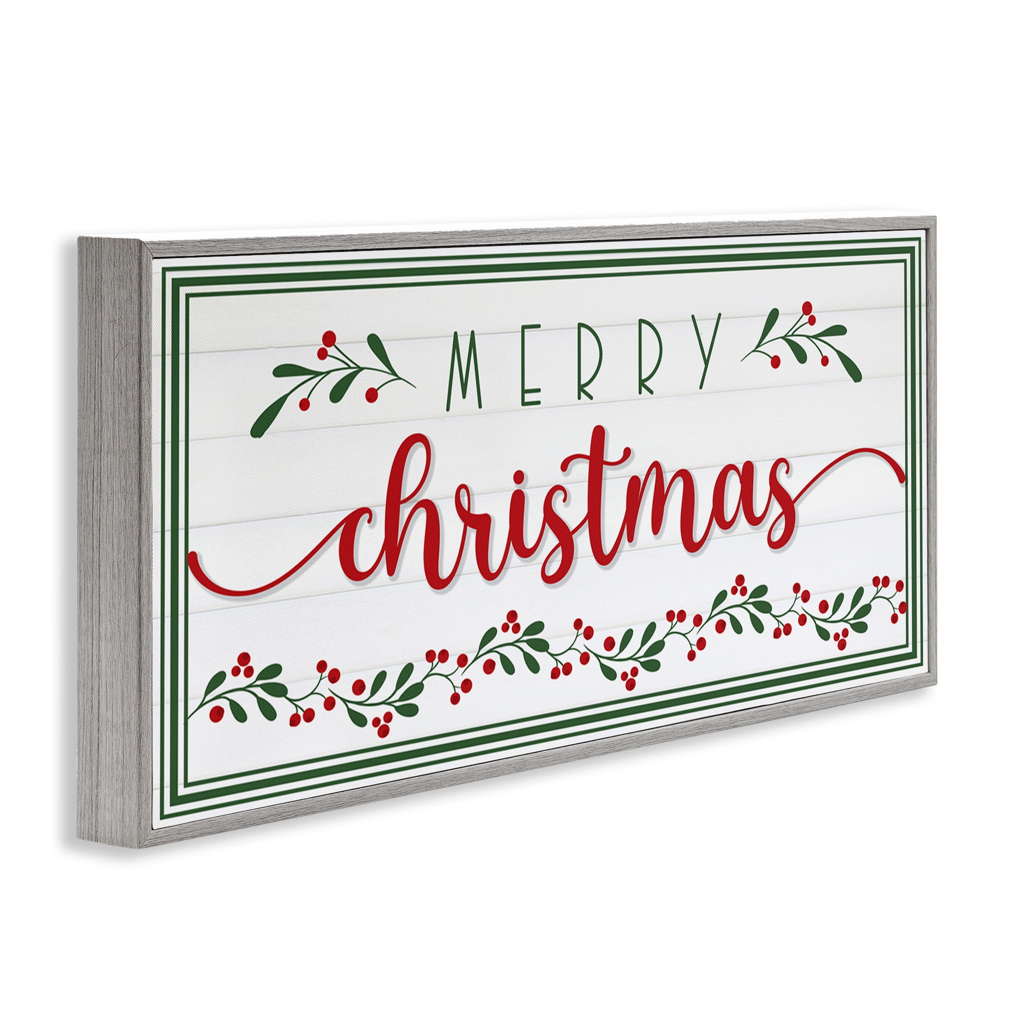 Stupell Industries Festive Christmas Phrase Holiday Painting Gray Framed Art Print Wall Art, 30 x 13