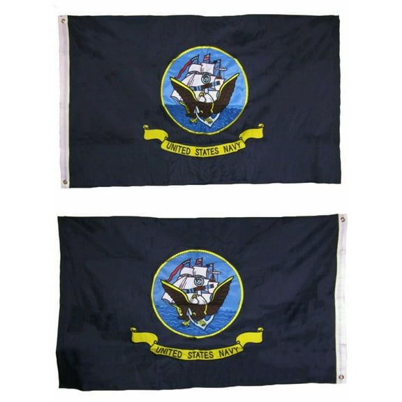 3x5 US NAVY Flag Embroidered Nylon Military Double Sided 2 Ply (ship) w Grommets