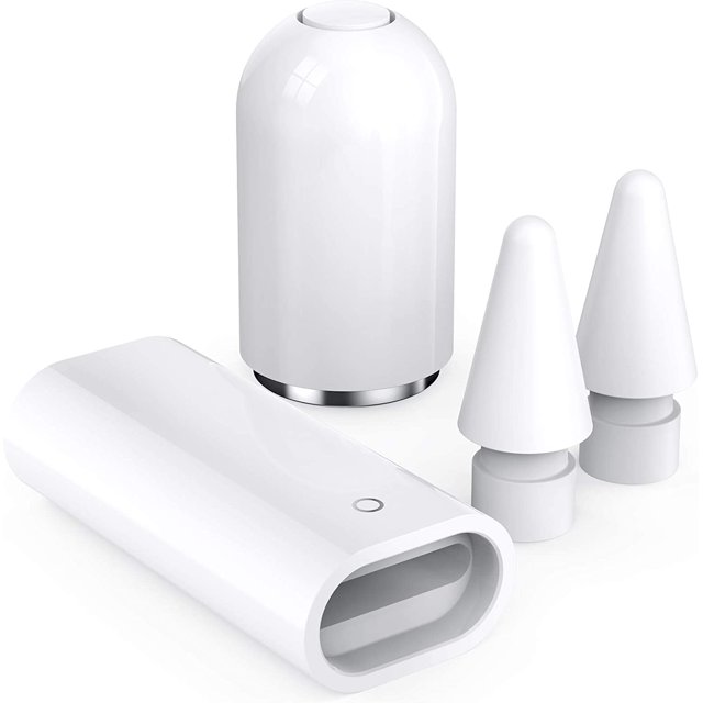 Juego de accesorios de repuesto genéricos para iPencil con tapa magnética, adaptador de carga y puntas para Apple Pencil de 1.ª generación (marfil, tapa+puntas+adaptador) Sincero Electrónica