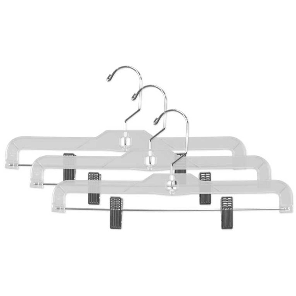 Crystal Plastic Straight Skirt Hanger with Metal Clips, Clear Walmart
