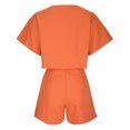 thumbnail image 5 of GERsome Women's 2 Piece Outfits Summer Lounge Sets Short Sleeve V Neck Tee Shirts and Shorts Tracksuit Loungewear M-XL (Orange,XL), 5 of 7