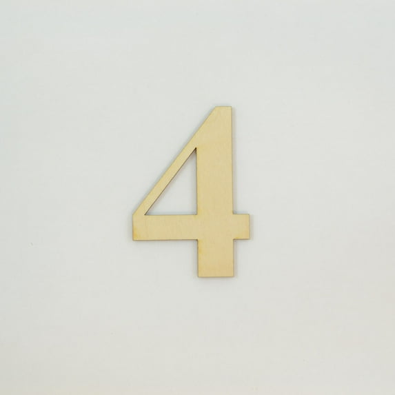 1 Pc, 6 Inch X 1/4 Inch Thick Times New Roman Bold Wood Numbers 4 Great For Craft Project & Different Decor