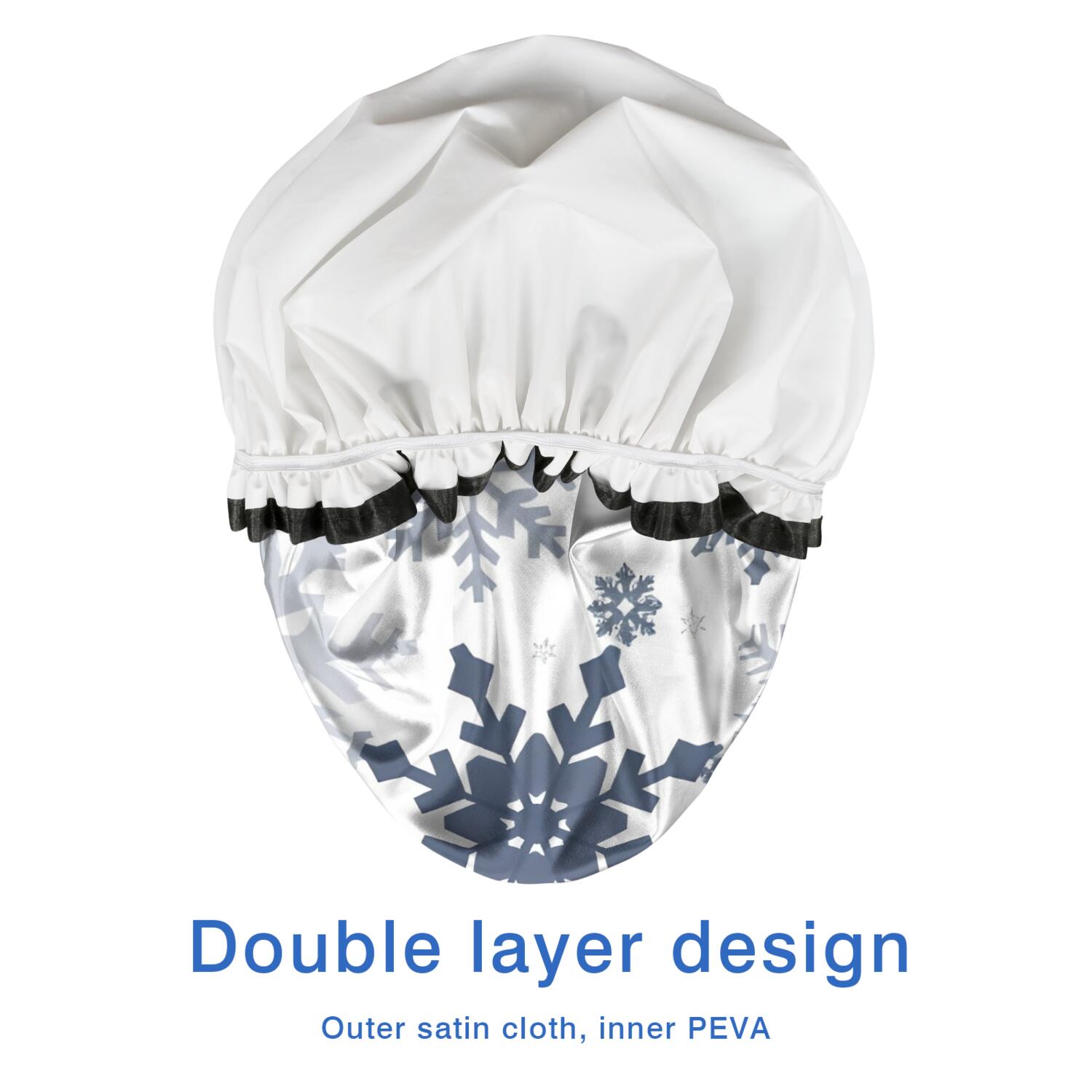 Shower Caps,Blue Christmas Snowflake Pattern Waterproof Shower Cap for Women 4 Pieces,Double Reusable Hair Cover for Shower PEVA Elastic Stretch Hem
