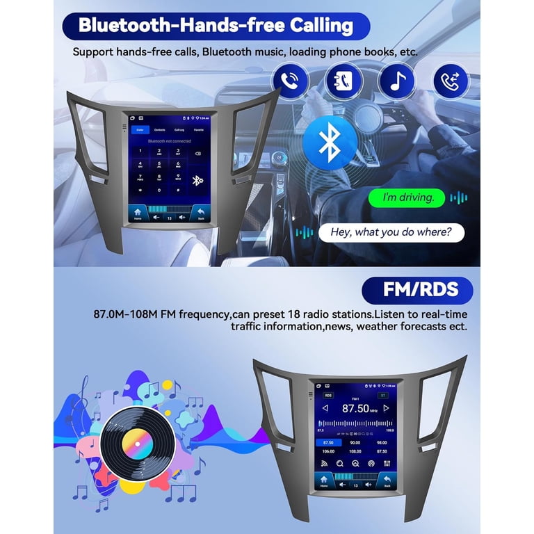 Android Car Stereo For Subaru Outback/Legacy 2010-2014 - 9" Touchscreen, Wireless CarPlay, 4G+128G, Backup Camera
