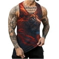 thumbnail image 2 of Sakmal Mens Tank Tops Summer Red Red Scoop Neck Camisole Lion Lightweight Graphic Stringer Muscle Mens Sleeveless Shirts, 2 of 7