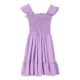 thumbnail image 4 of FAOWME Girls Summer Dress Star Beach Party Dresseses Smocked Sleeveless With Pockets Purple 9-10 Years, 4 of 5