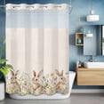 thumbnail image 6 of No Hook Shower Curtain with Snap in Liner, Easter Bunny Flower on Vintage Linen Waterproof Bath Curtain Double Layers with See Through Top Window, Spring Wildflower Hotel Shower Curtains 48x72in, 6 of 9