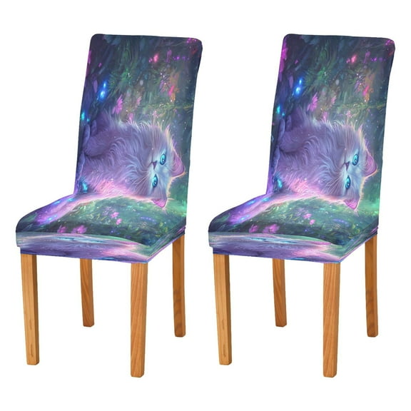 BZSMCE Chairs Slipcovers Dining Chair Covers White Cat Creative Pattern